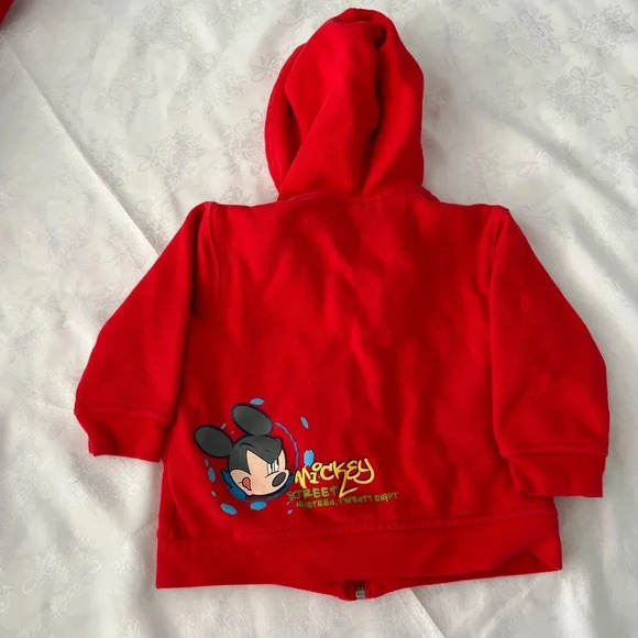 The Wonderful World of Disney Mickey Mouse Full Zip Sweatshirt Red 24M - Picture 2 of 5